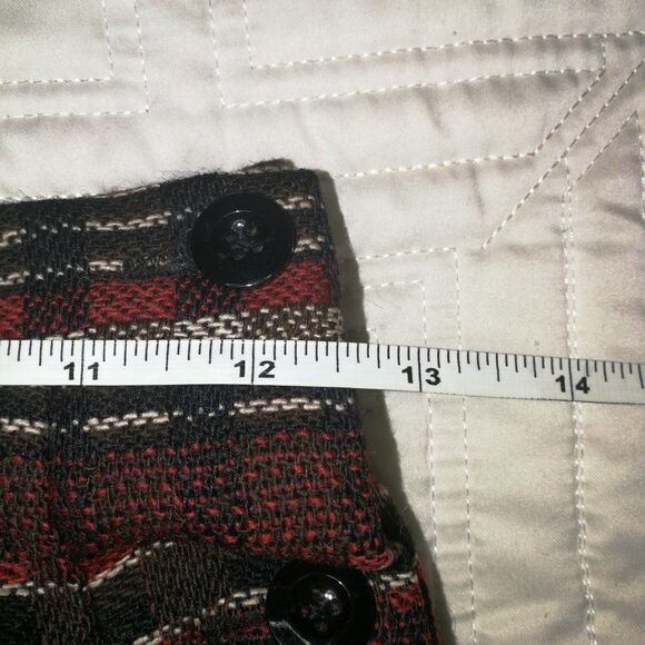 Vintage JAEGER Stripes Red & Black Pleated Wool Midi Skirt Size Medium - Picture 10 of 12